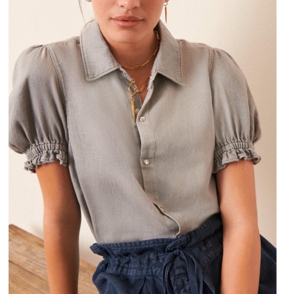Ba&sh Gray Puff Sleeve Women's Top